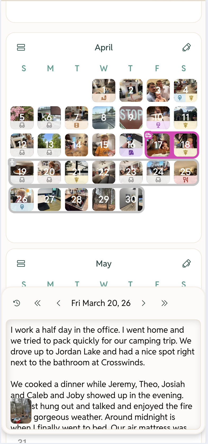 Remember journal entry on mobile